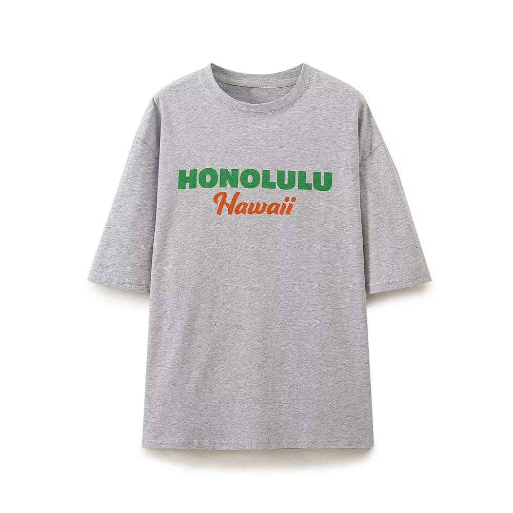 Loose and versatile printed T-shirt