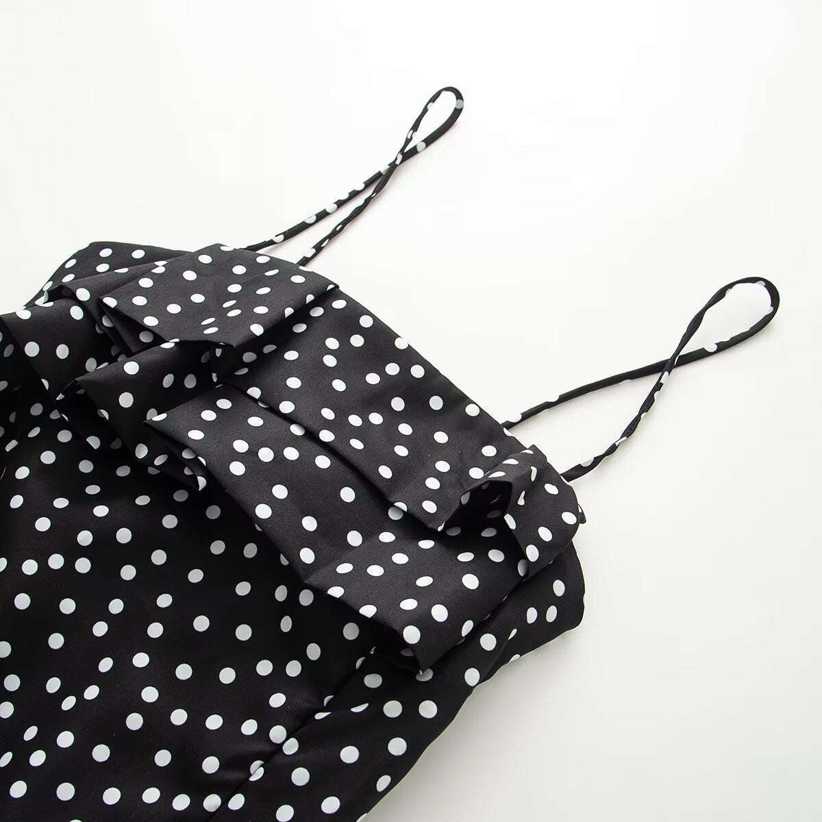 Sleeveless polka dot mini layered camisole dress