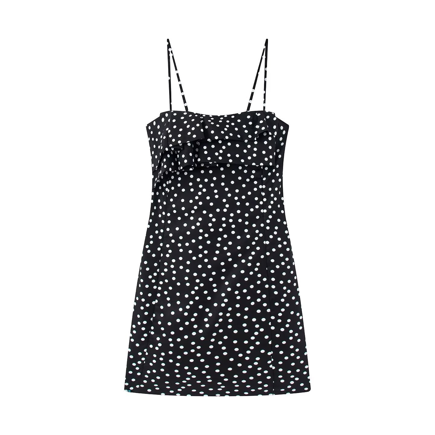 Sleeveless polka dot mini layered camisole dress