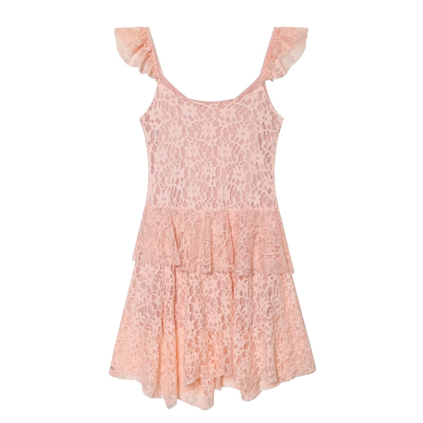 Hot girl layered decorative lace dress