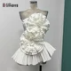 Skincare top design, niche female heavy worker, pleated three-dimensional flower slimming, irregular lotus leaf arrangement, vacation shirt trend
