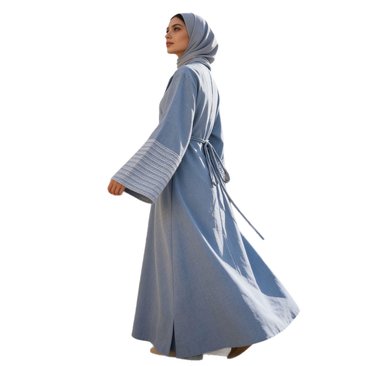Oversized Dress with Heavy Embroidery and Tie-up Long Skirt for Women