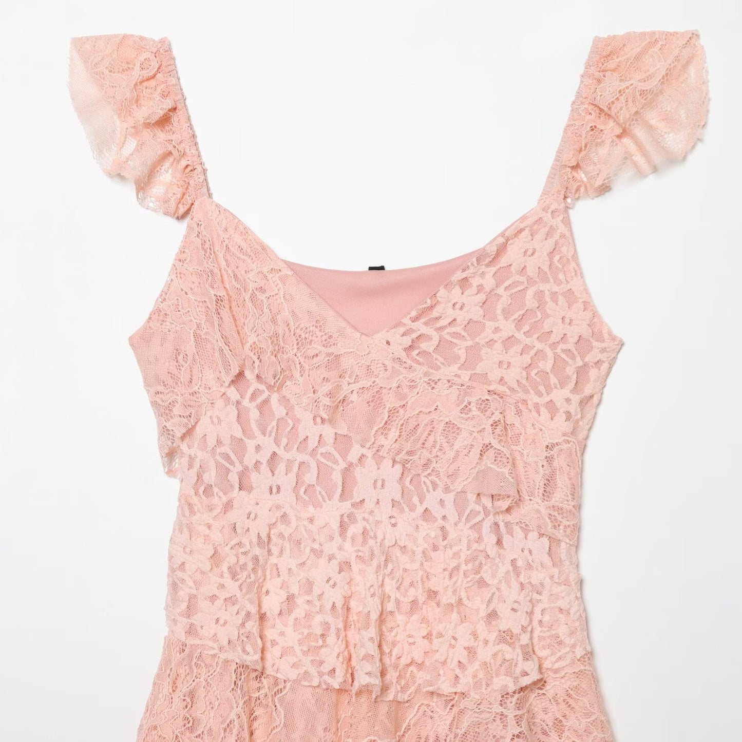 Hot girl layered decorative lace dress