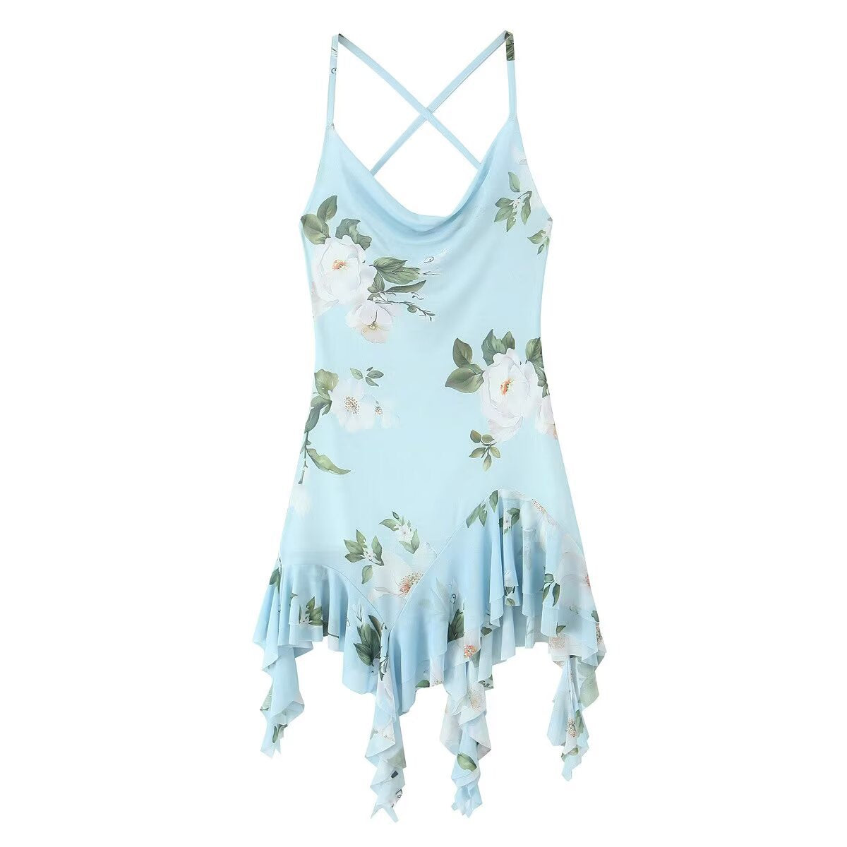 Asymmetric Knitted Strap Swing Neck Dress