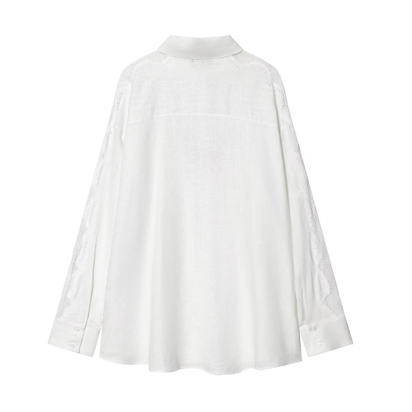 Simple linen lace loose shirt