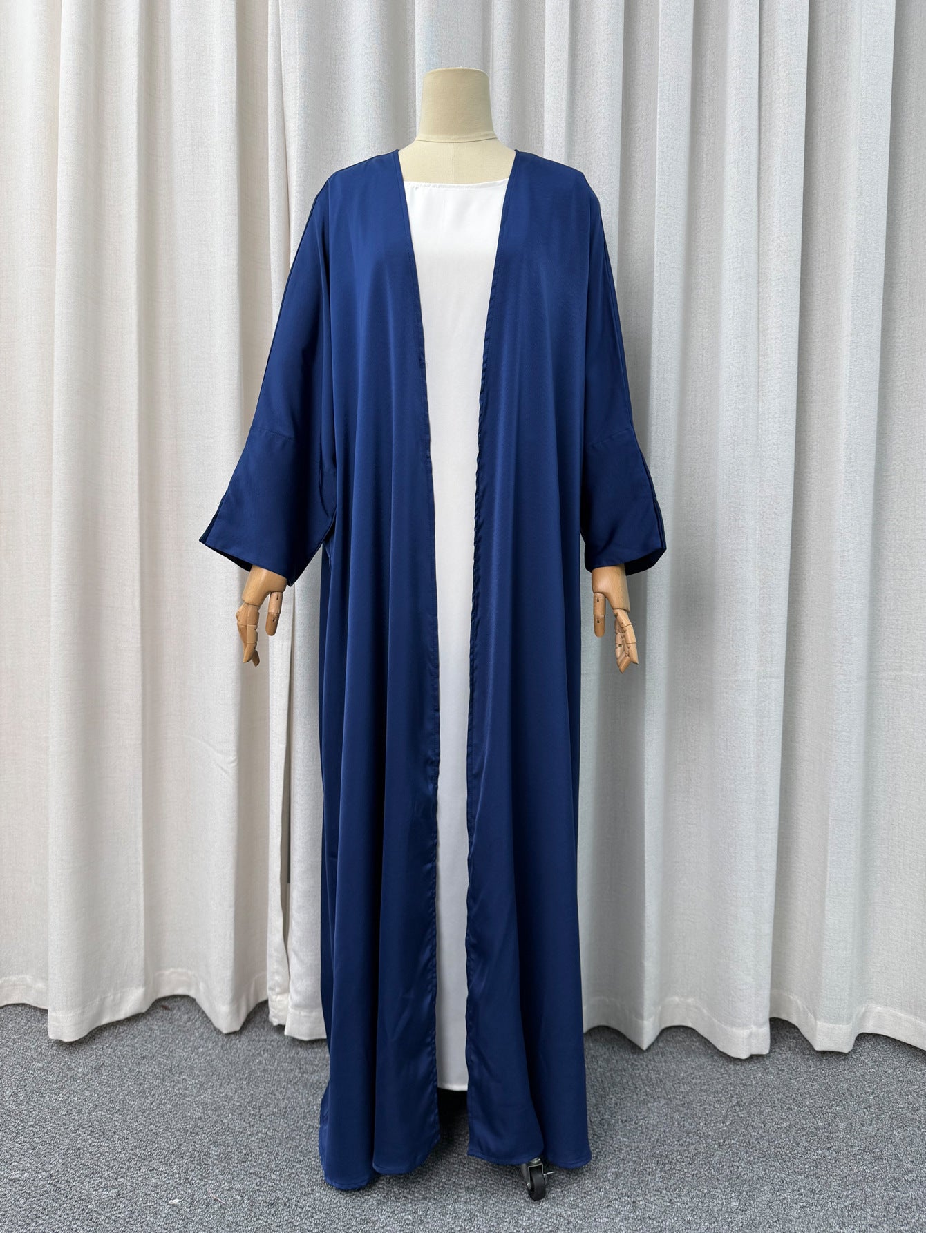 Elegant Satin Cape Dress with Batwing Sleeves Long Dress