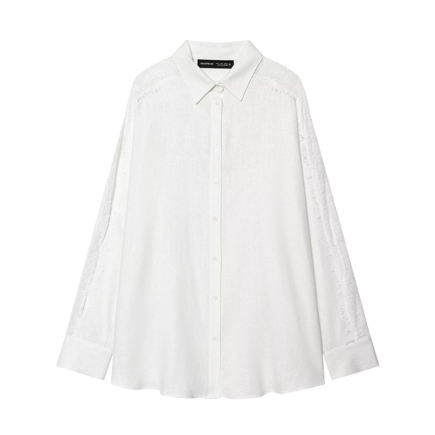 Simple linen lace loose shirt