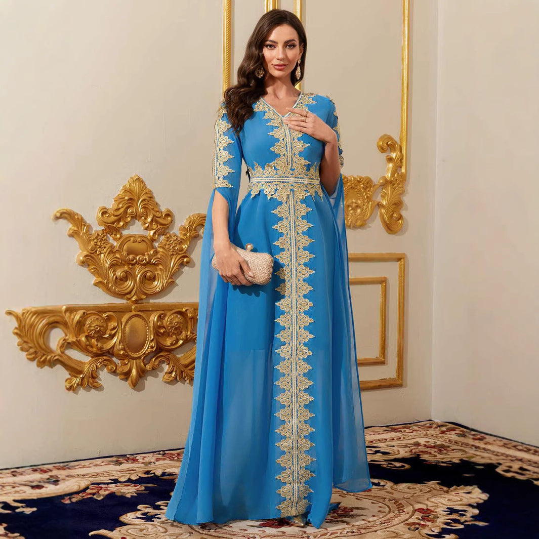 Solid color lace robe dress