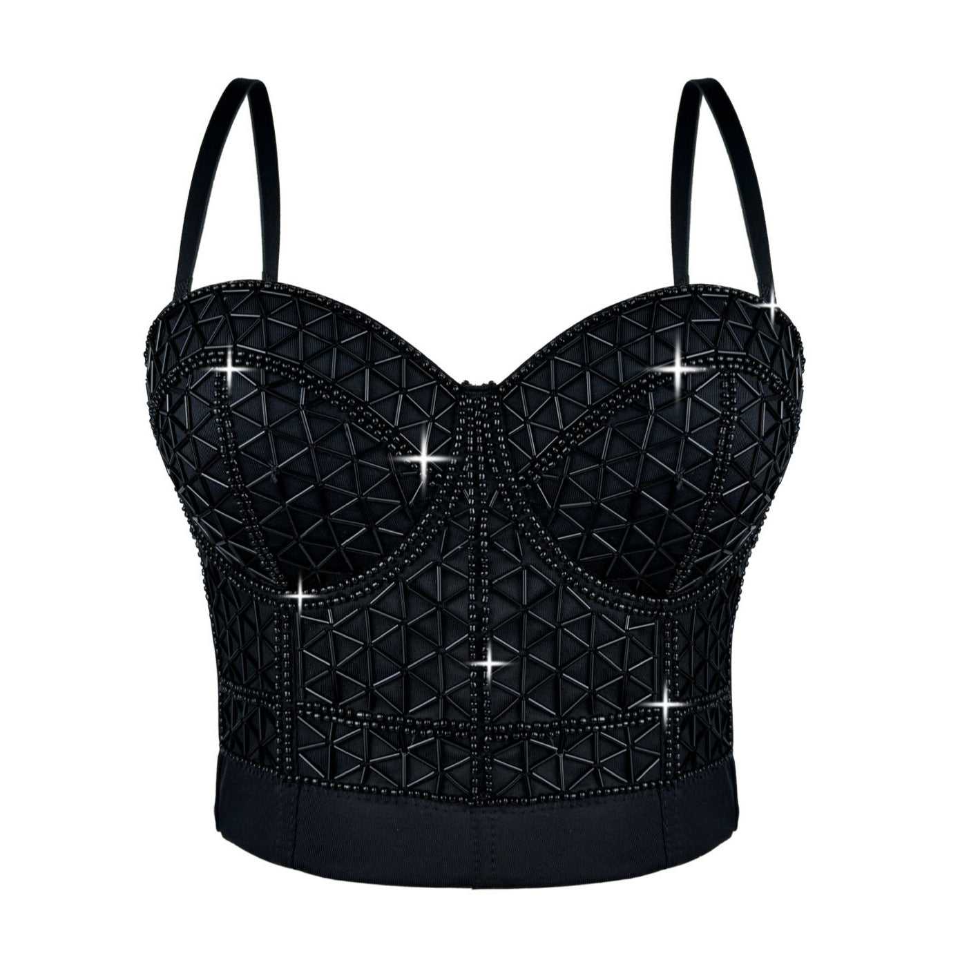 Short Design Multi-color Pressed Stripe Outerwear Shaping Boned Bra with Padded Strappy Camisole