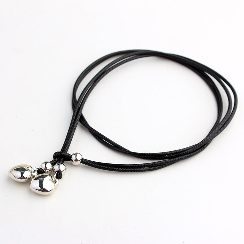 Pulling rope wax thread multi-layer foot decoration peach heart pendant foot chain