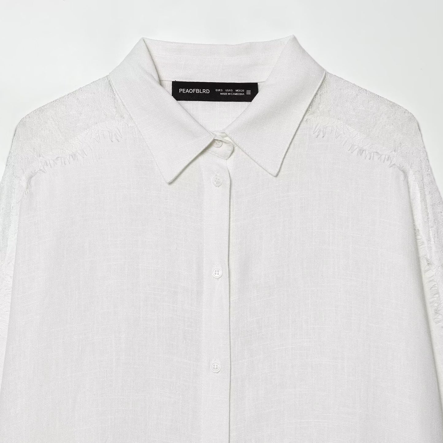 Simple linen lace loose shirt