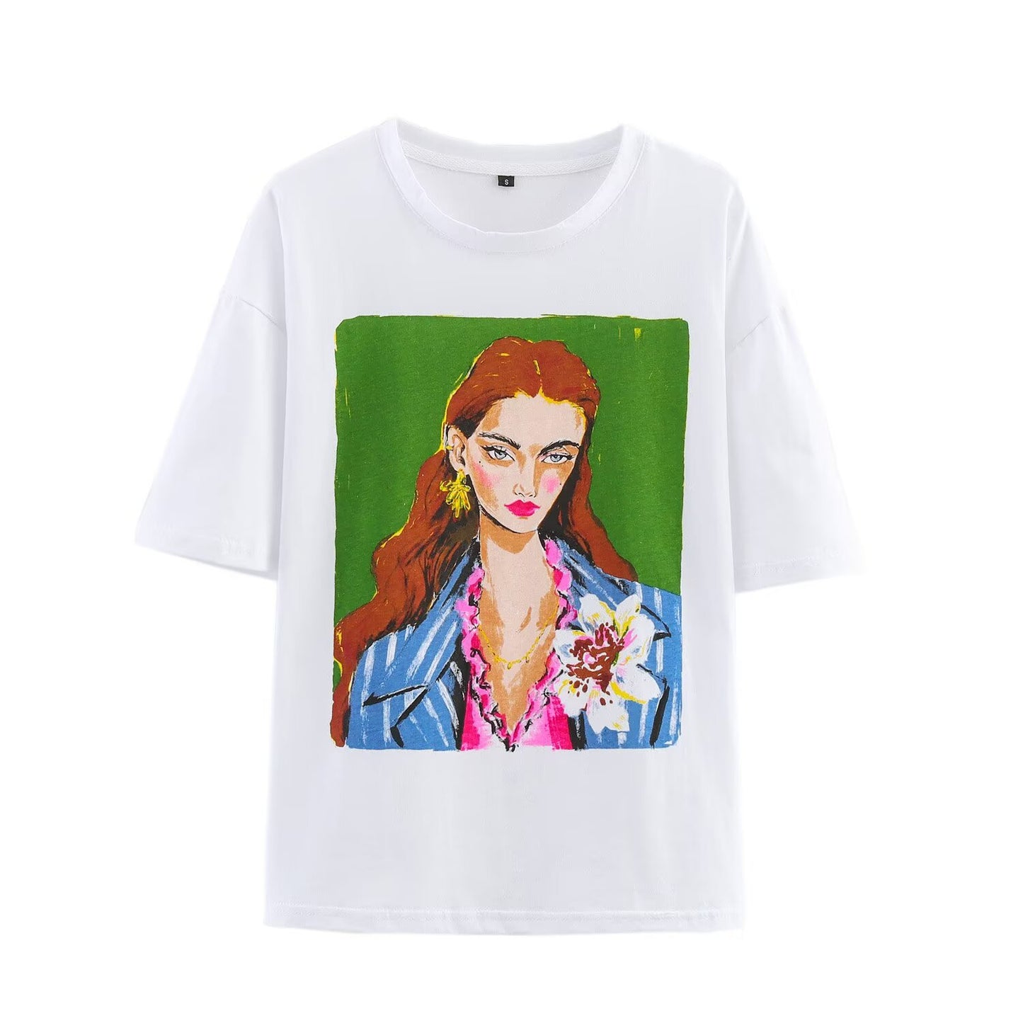 Casual and versatile girls' printed T-shirt